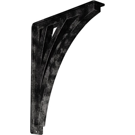 Ekena Millwork Nevio Wrought Iron Bracket, (Triple center brace), Antiqued Warm Silver 2"W x 12"D x 15"H BKTM02X12X15TNEAWS